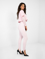 Pastelowe różowe legginsy z zakładką na palec RUE PARIS 