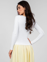 Biała dopasowana bluzka basic z długim rękawem RUE PARIS 