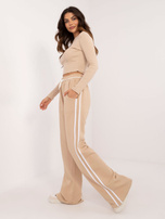 Hurtownia Beżowy komplet dresowy z długimi spodniami