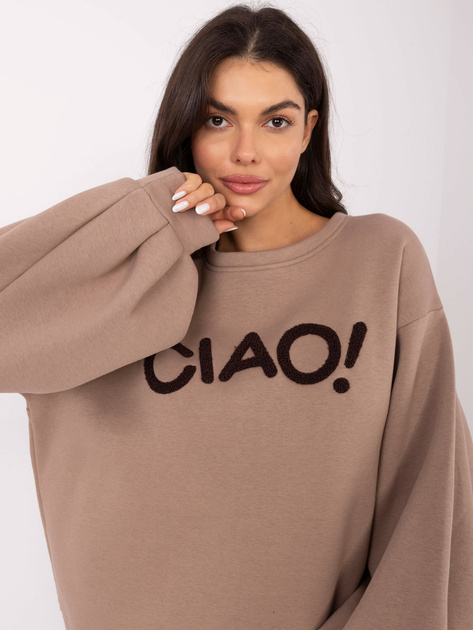 Ciemnobeżowa bluza z bufiastymi rękawami RUE PARIS