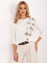 Hurtownia Ecru damska bluzka z nadrukiem w kwiaty