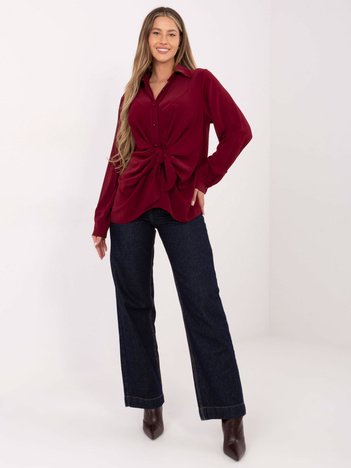 Bordowa elegancka koszula z wiązaniem 