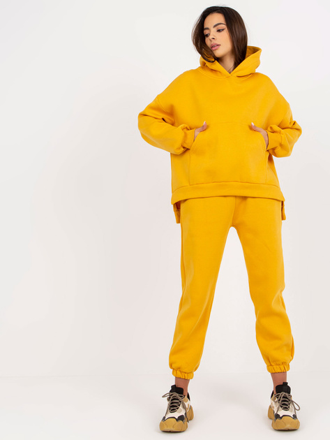 Hurt Musztardowy komplet dresowy z bluzą z kapturem Janessa