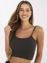 Ciemny khaki crop top z bawełny Chelo RUE PARIS 