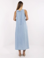 Niebieska maxi sukienka oversize na lato