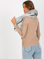 Hurtownia Szaro-czarny wzorzysty damski szal z wełną