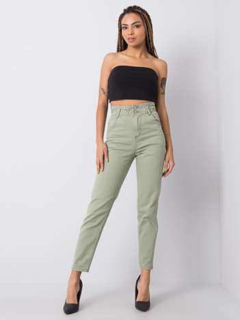Khaki jeansy z wysokim stanem Beatrix RUE PARIS