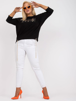 Czarna bawełniana bluzka plus size z napisem 