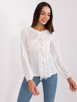 Hurt Ecru damska bluzka wizytowa z aplikacją