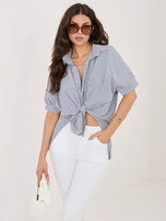 Biało-szara asymetryczna koszula w paski RUE PARIS