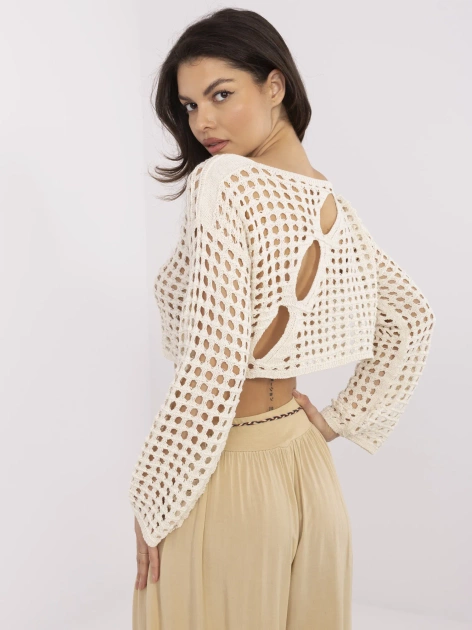 Hurt Jasnobeżowy ażurowy sweter z dziurami BASIC FEEL GOOD