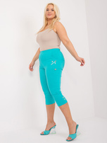 Hurt Turkusowe spodnie rybaczki plus size bez zapięcia