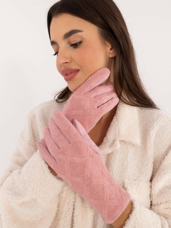Hurt Light pink knitted women's gloves.