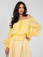 Jasnożółta bluzka hiszpanka z wiązaniem RUE PARIS 