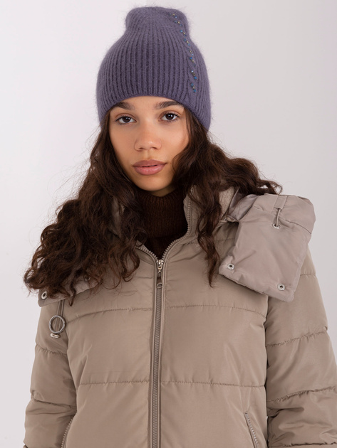 Hurtownia Grafitowa damska czapka z aplikacją