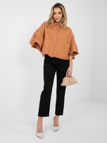 Ceglasta jeansowa kurtka z rękawem 3/4 RUE PARIS 