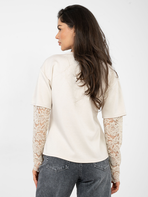 Beżowa damska bluzka z imitacją t-shirtu