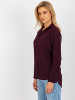 Hurt Ciemnofioletowa damska koszula klasyczna z kołnierzykiem