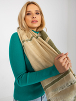 Hurtownia Beżowo-zielony damski szal we wzory