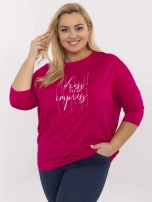 Fuksjowa damska bluzka plus size z aplikacjami