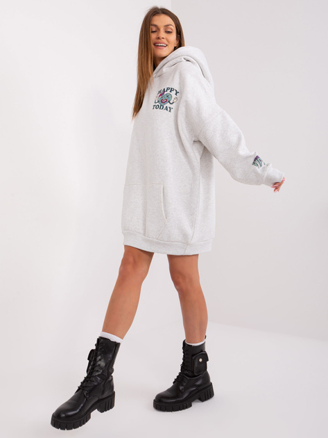 Hurt Jasnoszara długa bluza z kapturem STITCH & SOUL