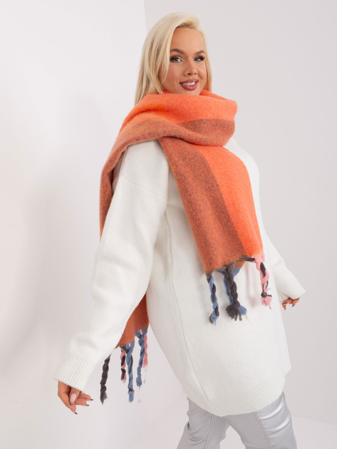 Hurtownia Pomarańczowy ciepły szal damski