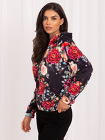 Großhandel Schwarze Veloursjacke mit Druck RUE PARIS.
