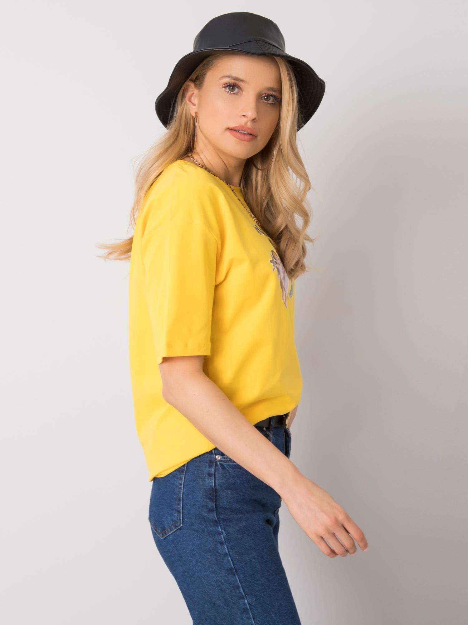 Ž yellow t-shirt z printom Jasmine RUE PARIS.