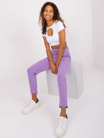 Hurt Fioletowe damskie spodnie dresowe z wiązaniem