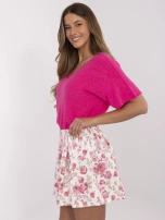 Hurt Ecru-różowe damskie spódnico-szorty w róże