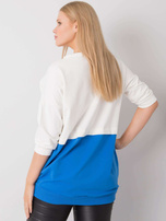 Ecru-ciemnoniebieska tunika plus size z bawełny Philomene