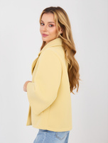 Jasnożółty jednorzędowy płaszcz damski 