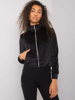 Czarna welurowa bluza rozpinana Charley RUE PARIS