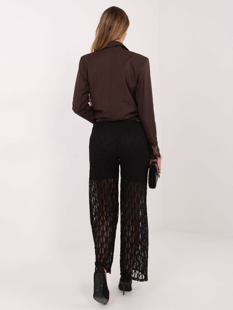Czarne koronkowe spodnie z szeroką nogawką