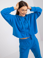 Ciemnoniebieski dresowy komplet dwuczęściowy basic z kapturem 