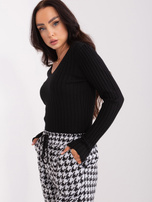 Hurtownia Czarny damski sweter z dzianiny