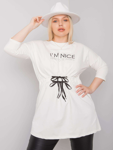 Ecru tunika plus size z wiązaniem Tulsa