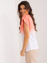 Hurt Koralowy damski t-shirt ombre z bawełny