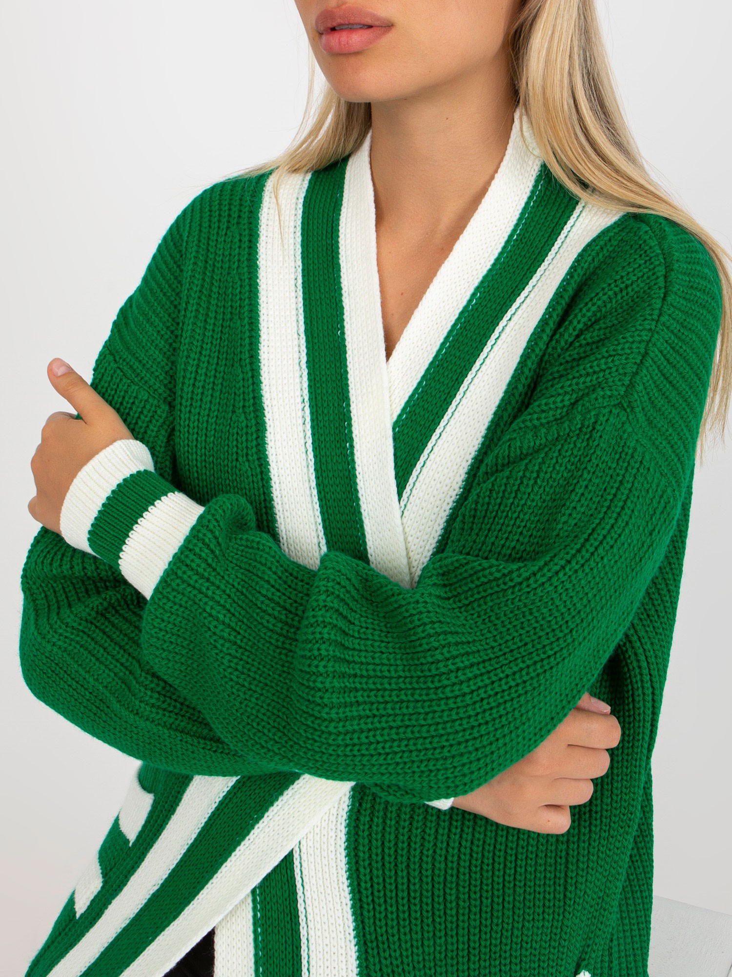 Zielony długi kardigan oversize RUE PARIS