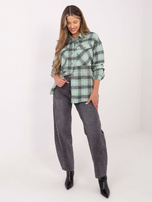 Hurt Miętowa wierzchnia koszula w kratę na guziki