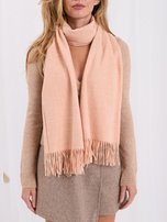 Peach smooth scarf with fringes.