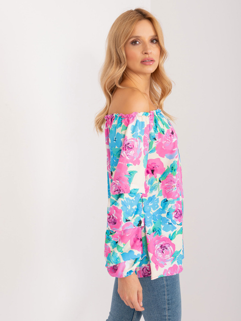 Hurt Niebieska bluzka hiszpanka w kwiaty RUE PARIS