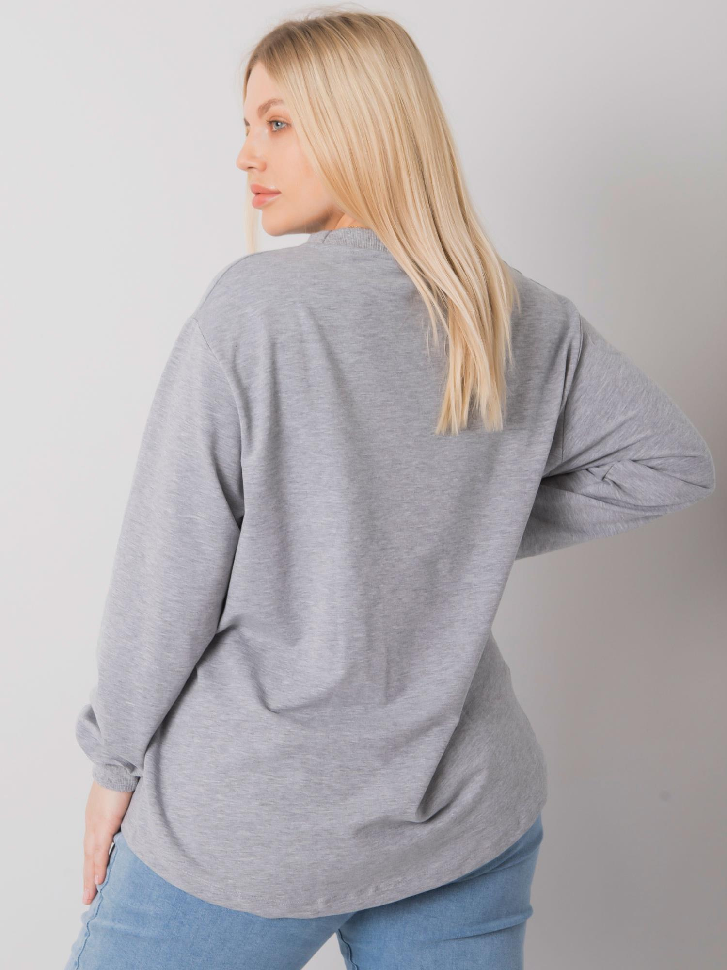 Graue Melange-Asymmetrische Plus-Size-Bluse Elfriede.