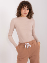 Hurtownia Beżowa damska bluzka w prążek BASIC FEEL GOOD