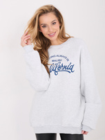 Jasnoszara ocieplana bluza z napisem