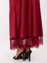 Bordowa satynowa spódnica z koronką RUE PARIS  
