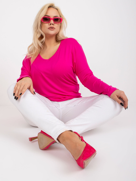 Fuksjowa bluzka plus size z długim rękawem Elisa