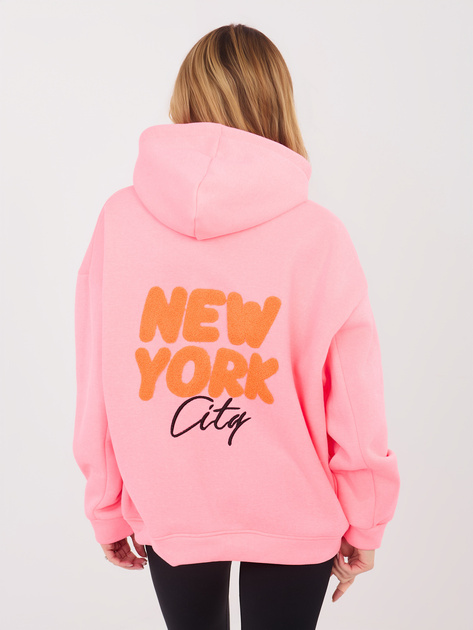 Fluo różowa damska bluza z wypukłymi napisami