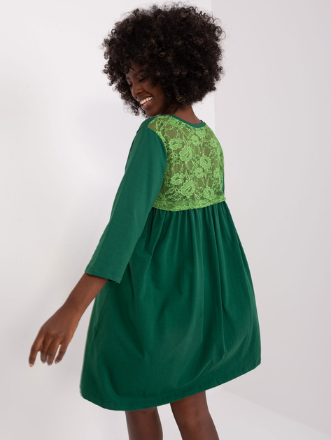 Hurt Ciemnozielona damska sukienka z koronką RUE PARIS