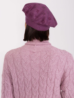 Hurt Ciemnofioletowy damski beret z dżetami